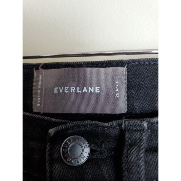 Everlane 26 Jeans High Waist Straight Black Womens Stretch - Picture 4 of 11